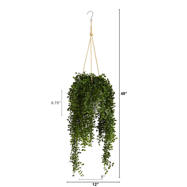 4’ Gleditsia Artificial Plant in Hanging Metal Bucket UV Resistant (Indoor/Outdoor)