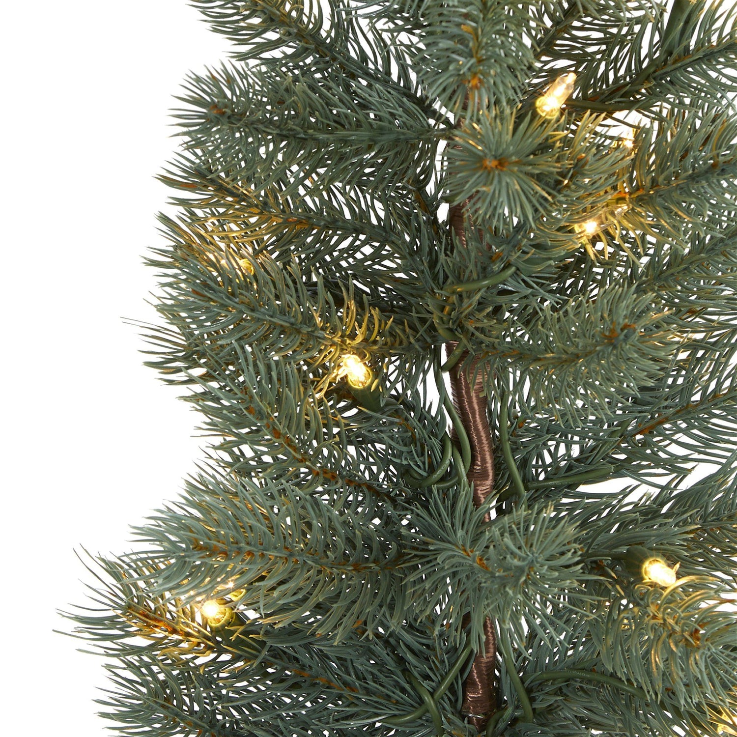 4’ Green Pine Artificial Christmas Tree with 70 Warm White Lights Set in a Burlap Base