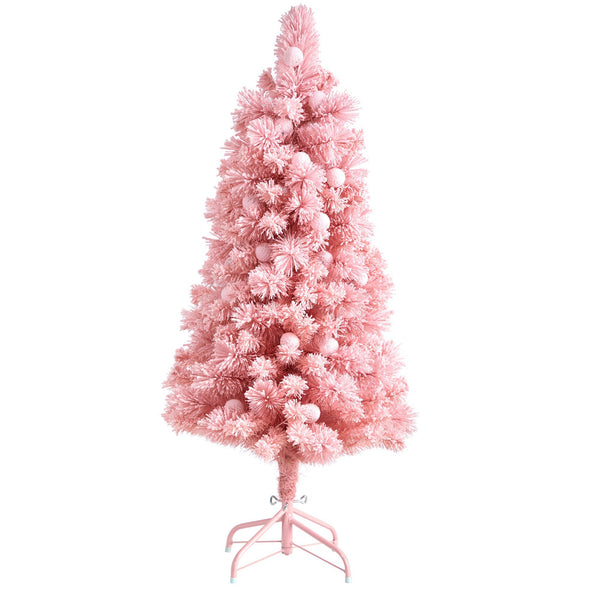 4’ Holiday Frosted Pink Cashmere Christmas Tree with 30 Jumbo Multicolored Globe LED Lights