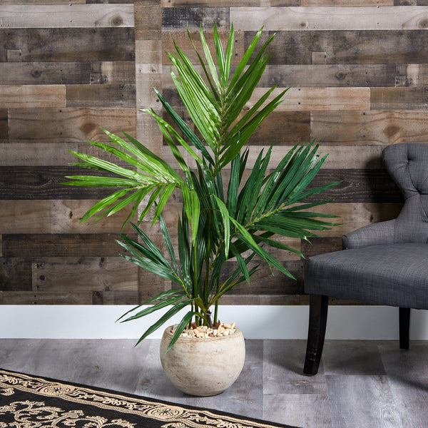 4’ Kentia Artificial Palm Tree in Sand Colored Planter