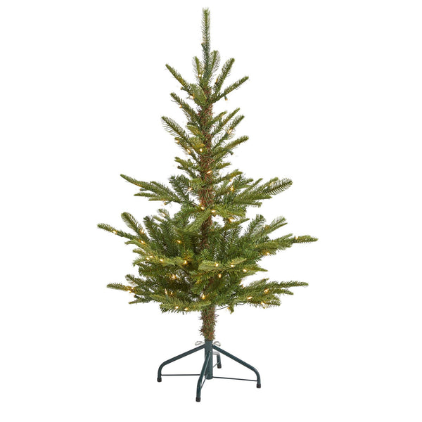 4’ Layered Washington Spruce Artificial Christmas Tree with 100 Clear LED Lights and 189 Bendable Branches