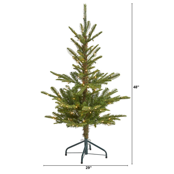 4’ Layered Washington Spruce Artificial Christmas Tree with 100 Clear LED Lights and 189 Bendable Branches