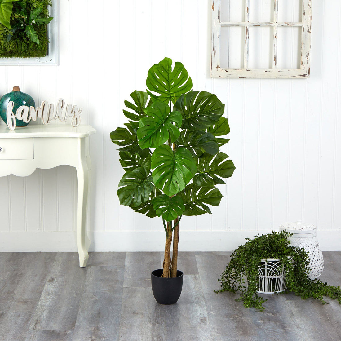 monstera plant large 4' Monstera Artificial Tree UV Resistant (Indoor/Outdoor)