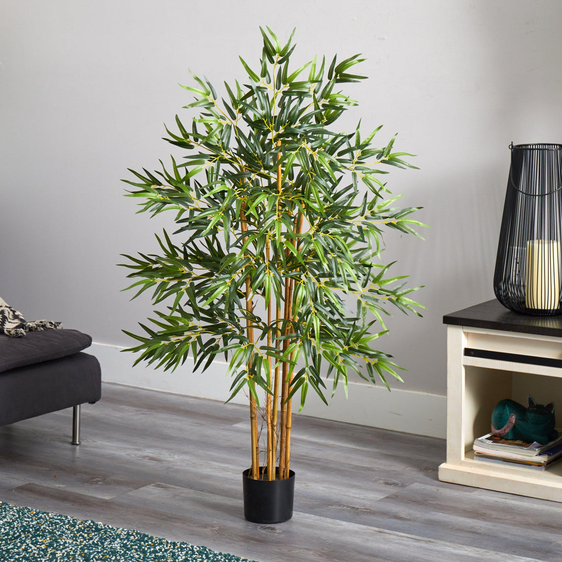 Pianta Artificiale di Bambù H150 cm con Vaso Verde Pianta Artificiale di Bambù H150 cm con Vaso Verde