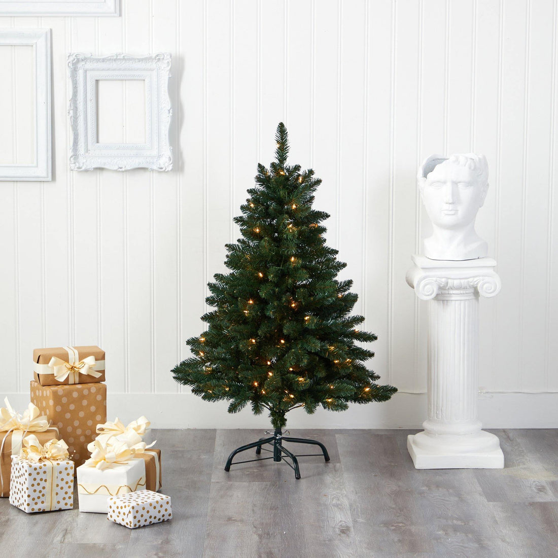 rubber artificial christmas tree 4' Northern Rocky Spruce Artificial Christmas Tree with 100 Clear Lights  and 268 Bendable Branches