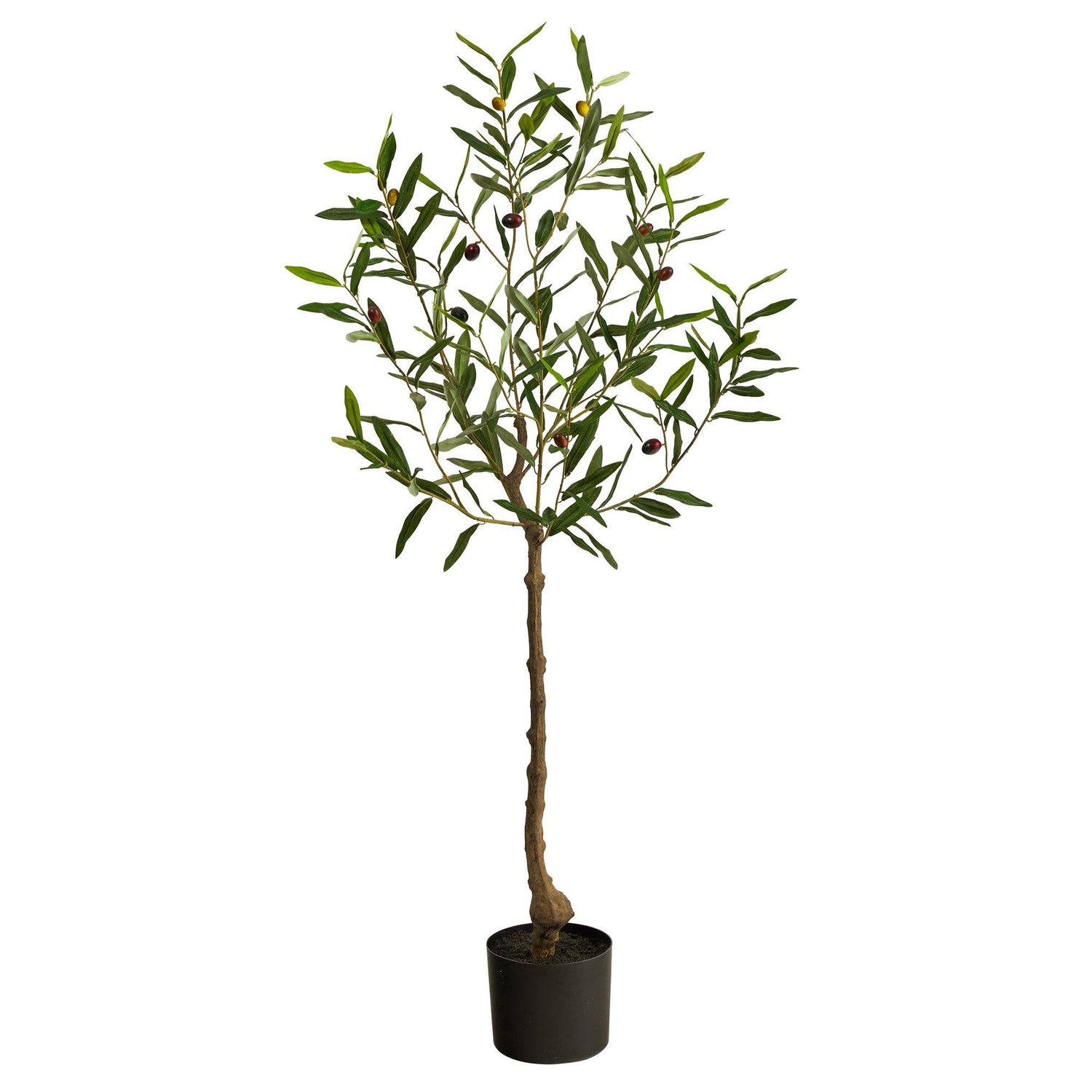 4 ft Artificial Olive Plants in White Tower Planter with Realistic Leaves  and Trunk, Silk Fake Olive Tree with Plastic Nursery Pot, Faux Olive Tree  for Office Home Farmhouse 