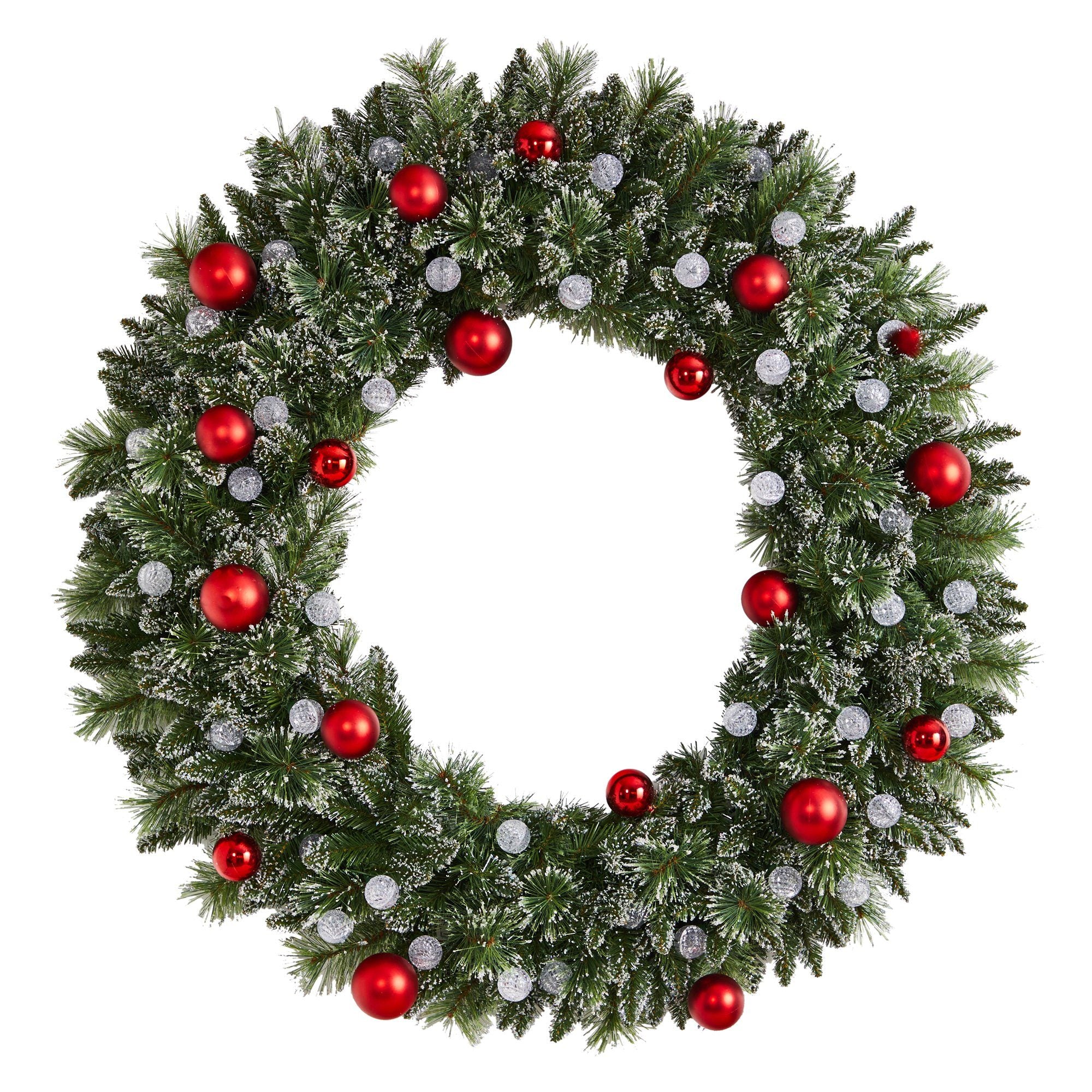 4' Oversized Pre-Lit Frosted Holiday Christmas Wreath with