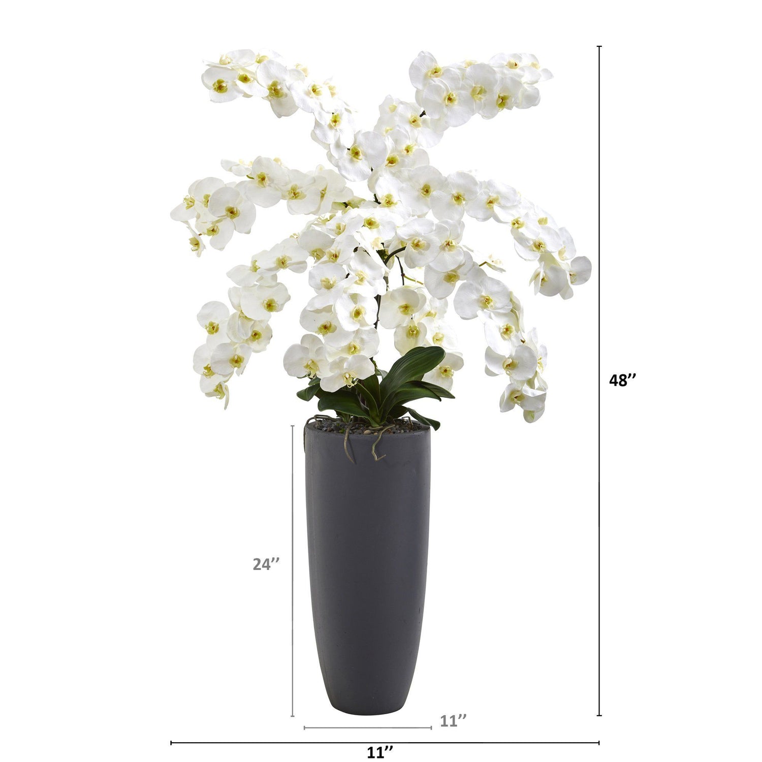 4’ Phalaenopsis Orchid Artificial Arrangement in Gray Bullet Vase