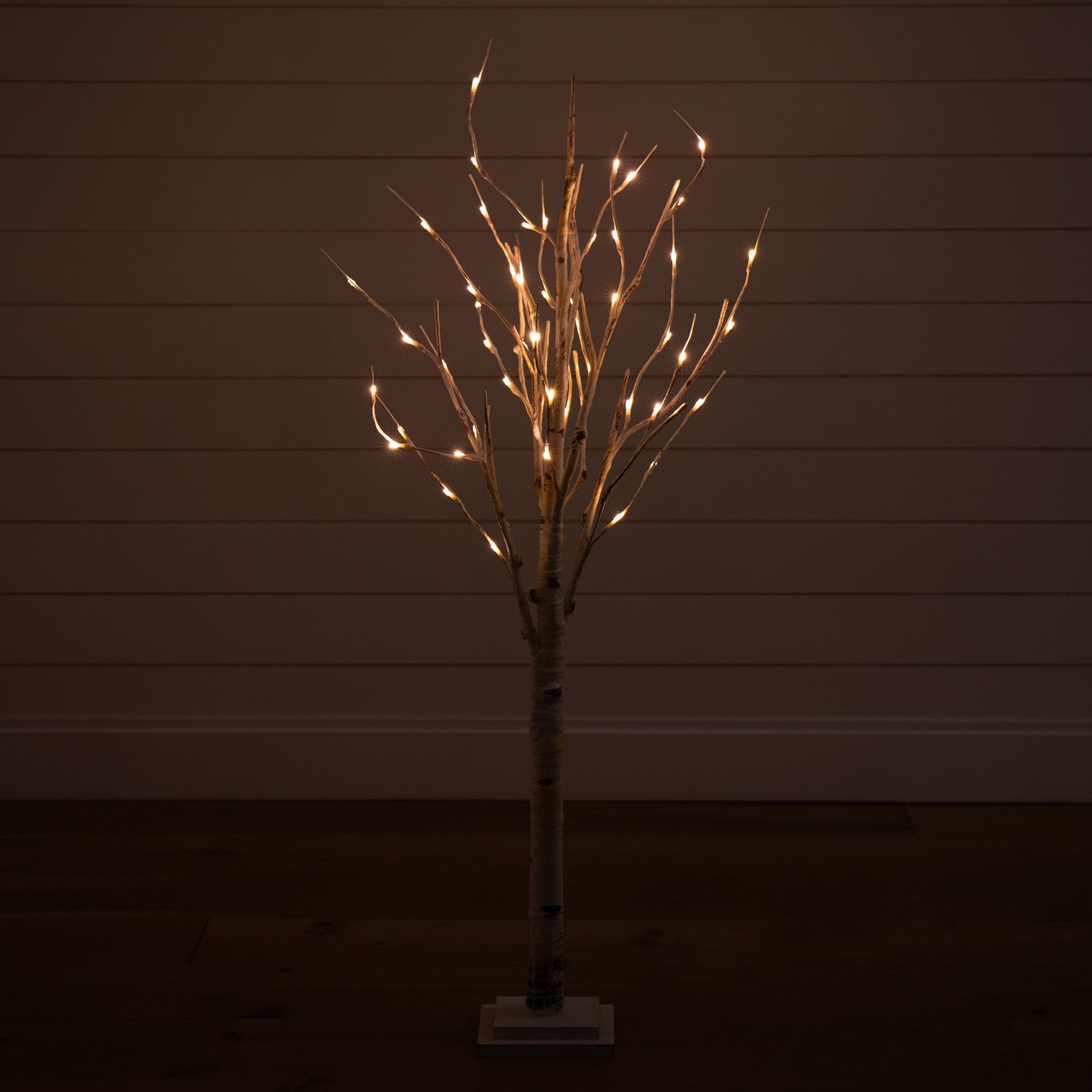 4' Pre-Lit Artificial Birch Tree with 50 Warm White LED Lights