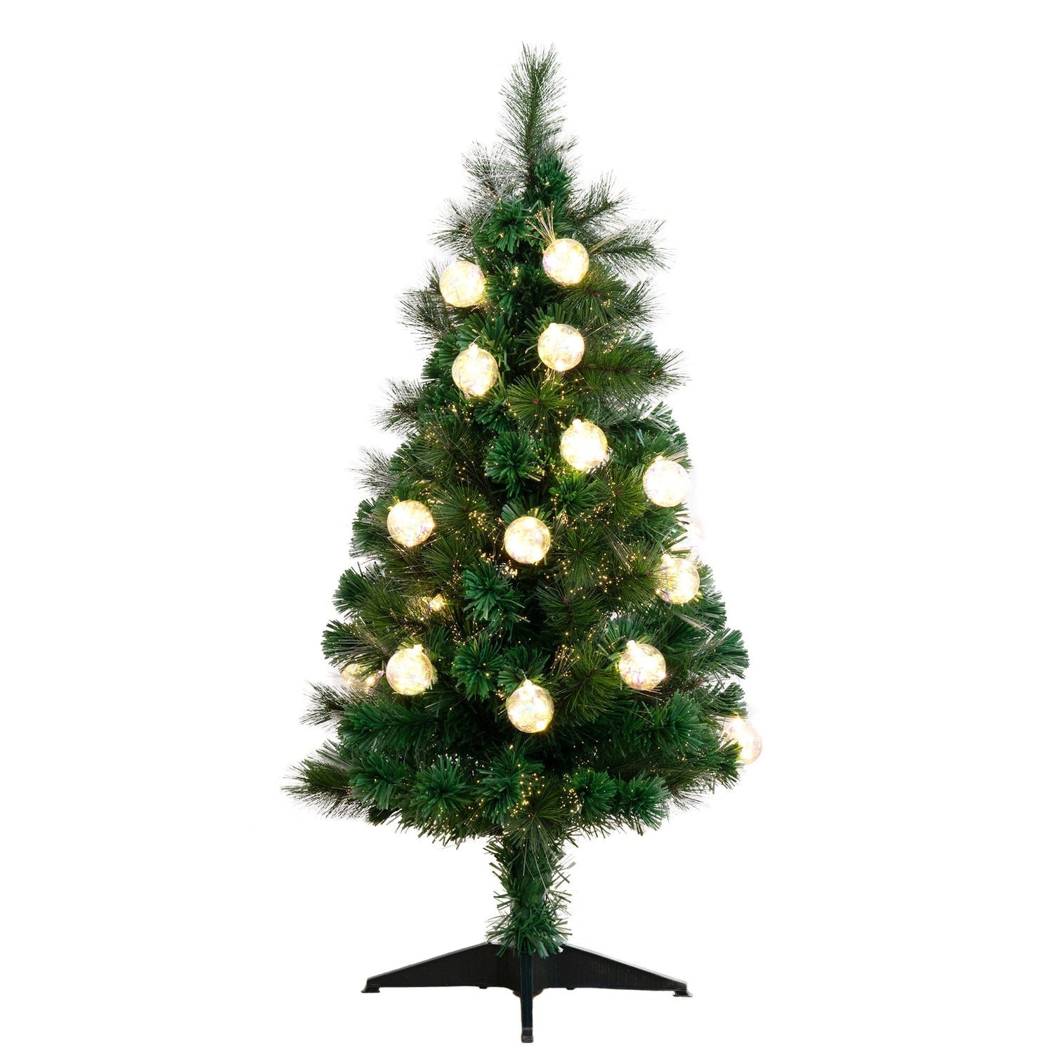 4' Pre-Lit Fiber Optic Artificial Christmas Tree with Mixed Tips and 37 LED Warm White Lights