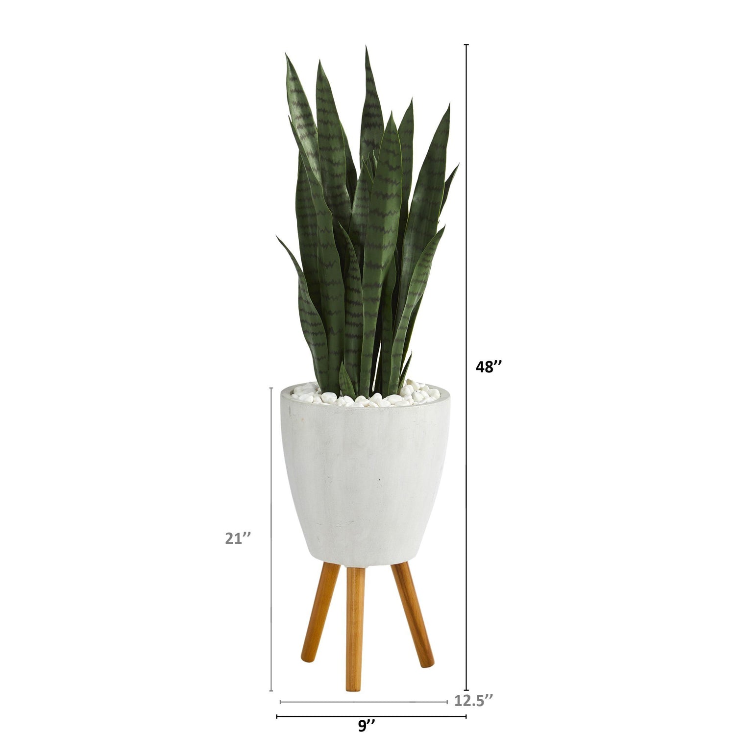 4 inch snake plant Nearly Natural 4ft. Sansevieria Artificial Plant in White Planter with Stand