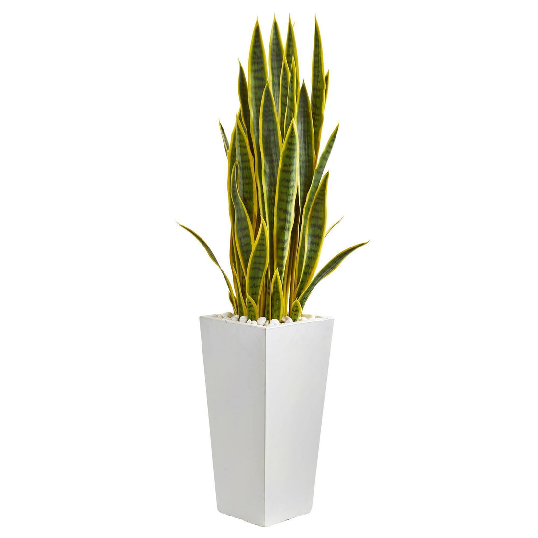 snake plant white planter 4’ Sansevieria Artificial Plant in White Tower Planter