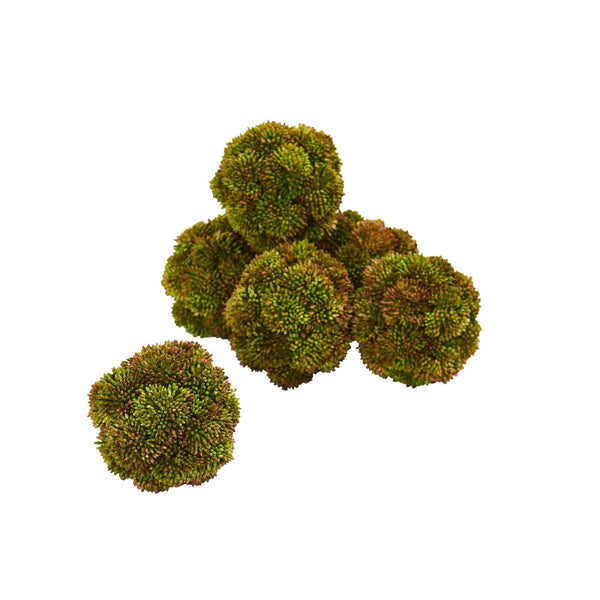 4” Sedum Artificial Succulent Artificial Spheres (Set of 6)