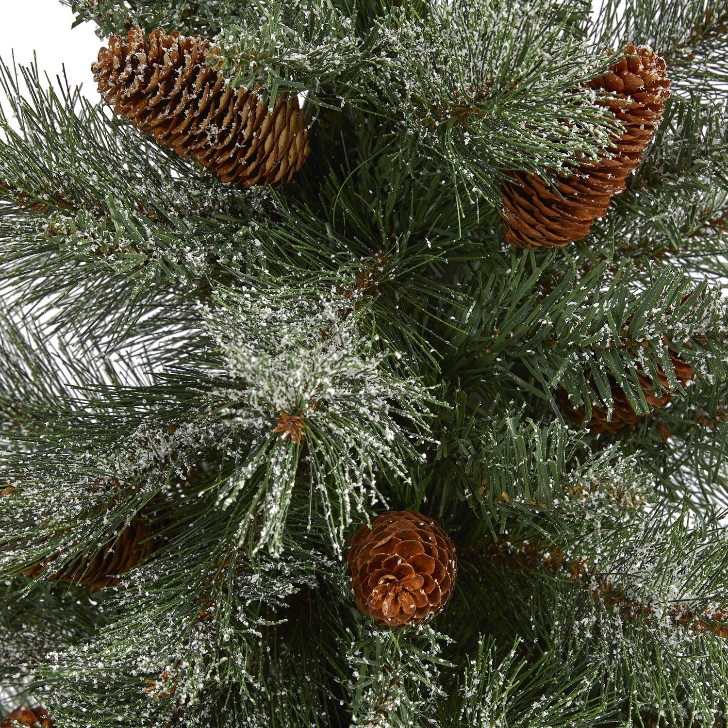 4’ Snowed French Alps Mountain Pine Artificial Christmas Tree with 237 Bendable Branches and Pine Cones