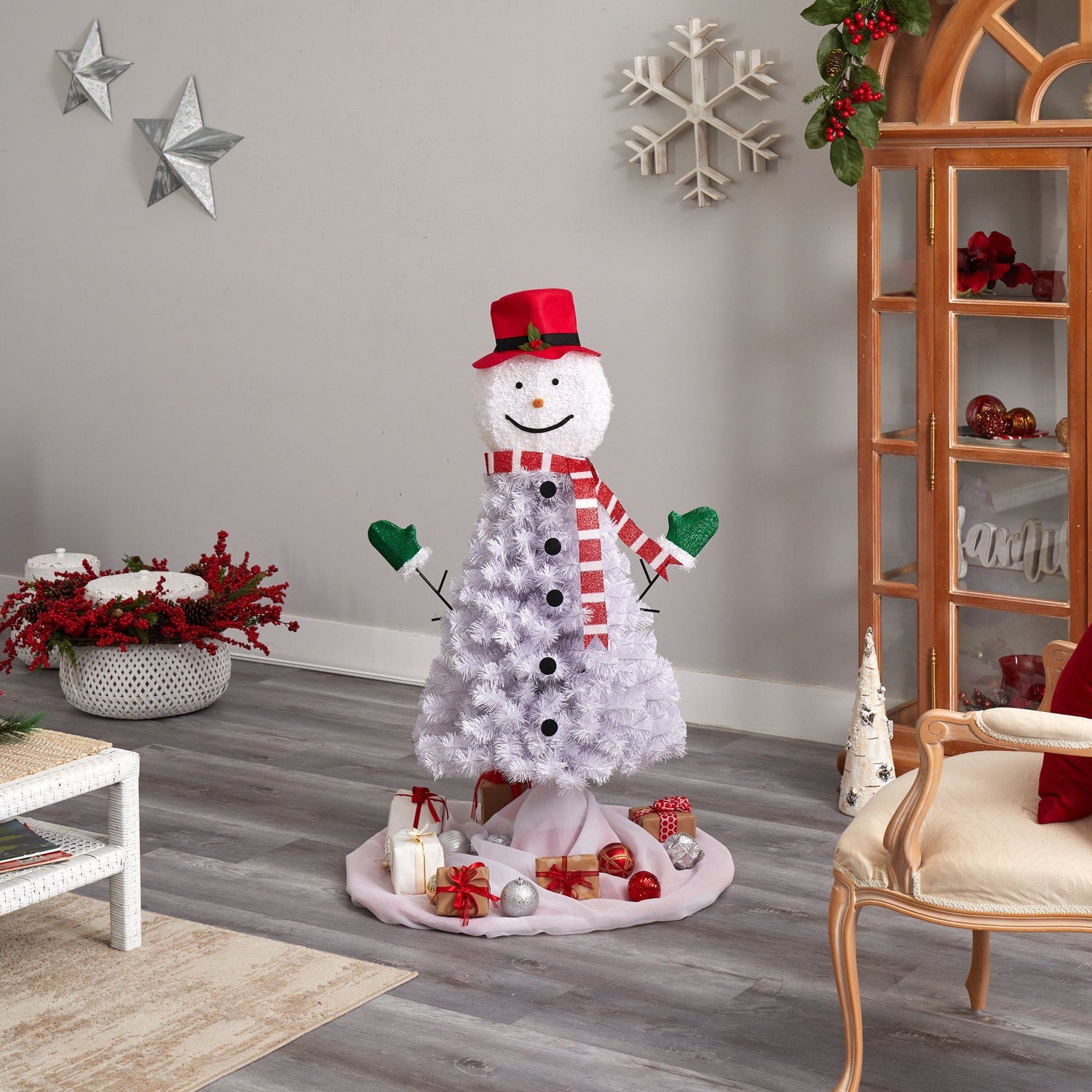 Nearly Natural 4ft. Snowman Artificial Christmas Tree with 234 Bendable Branches