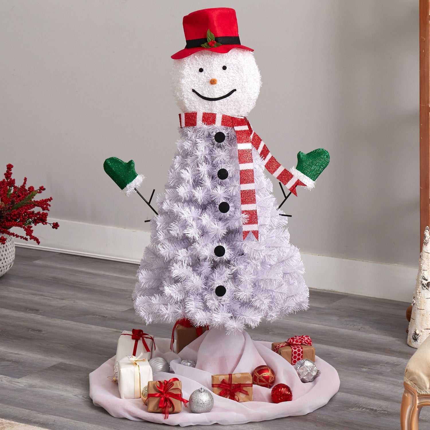 Artificial Christmas Snowman: Nearly Natural 4 ft - White!