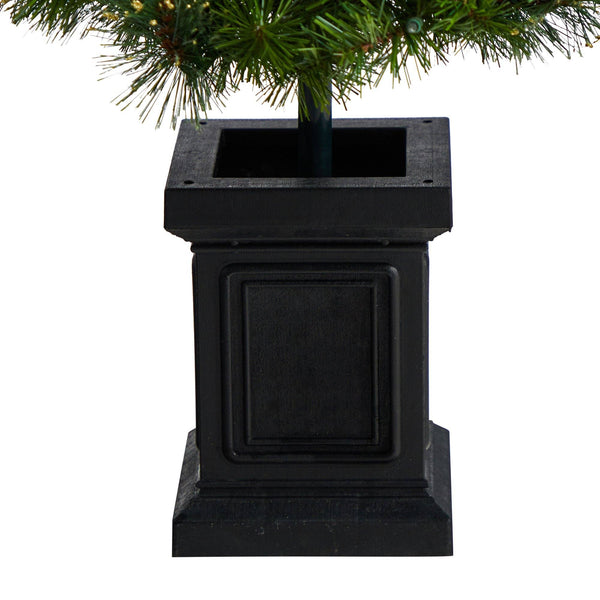 4’ Topiary Tree with Decorative Ribbon, Berries, 70 Clear LED Lights and 109 Branches in Planter