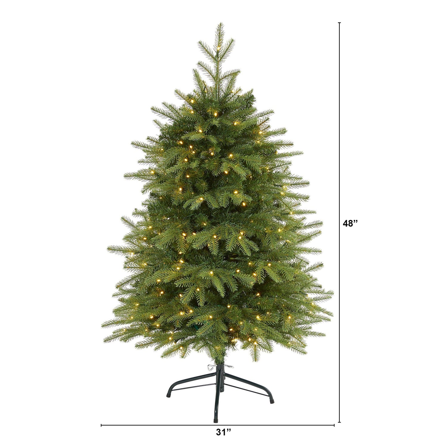 4’ Vancouver Fir “Natural Look” Artificial Christmas Tree with 250 Clear LED Lights and 814 Bendable Branches