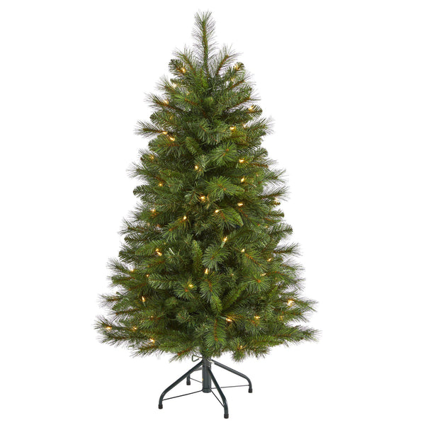 4’ West Virginia Mountain Pine Artificial Christmas Tree with 100 Clear Lights and 322 Bendable Branches