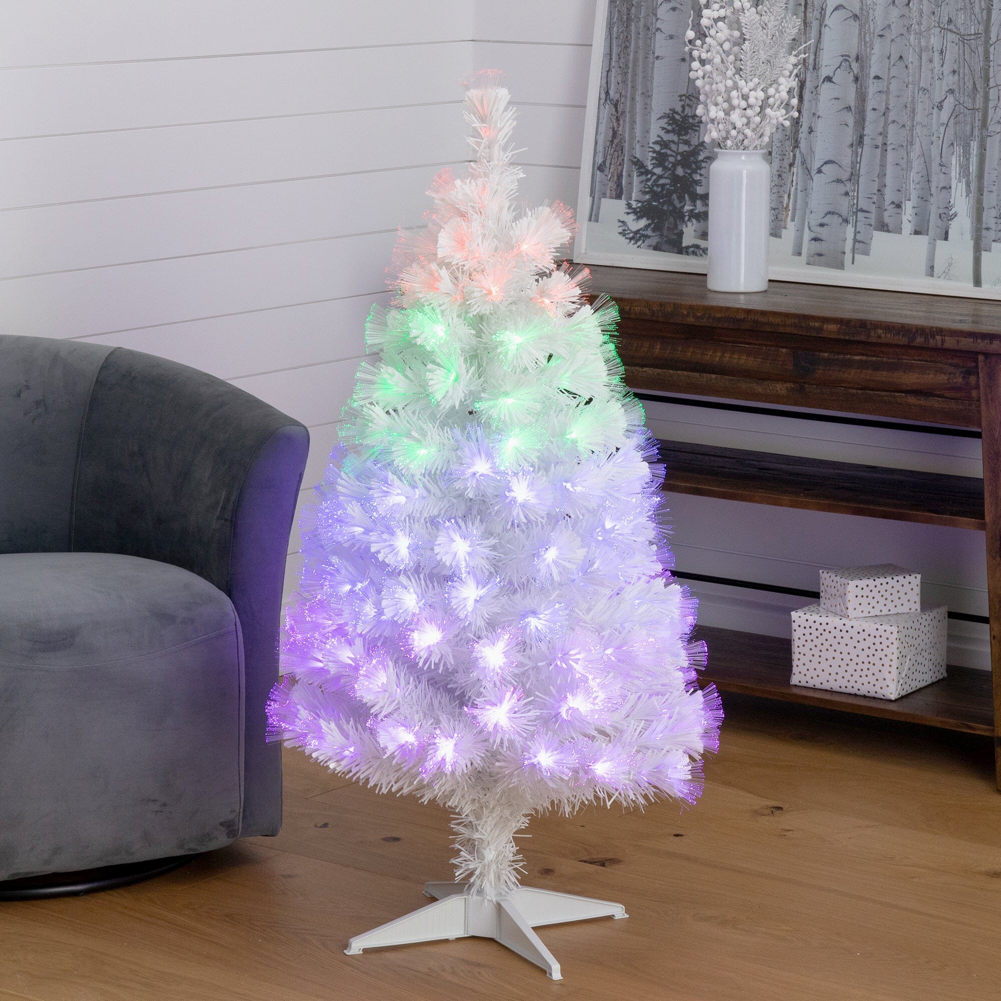 Fiber optic discount white christmas tree