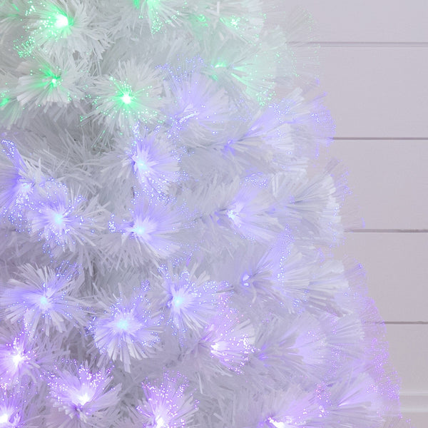 4' White Pre-Lit Fiber Optic Artificial Christmas Tree with 120 Colorful LED and Remote Control Show