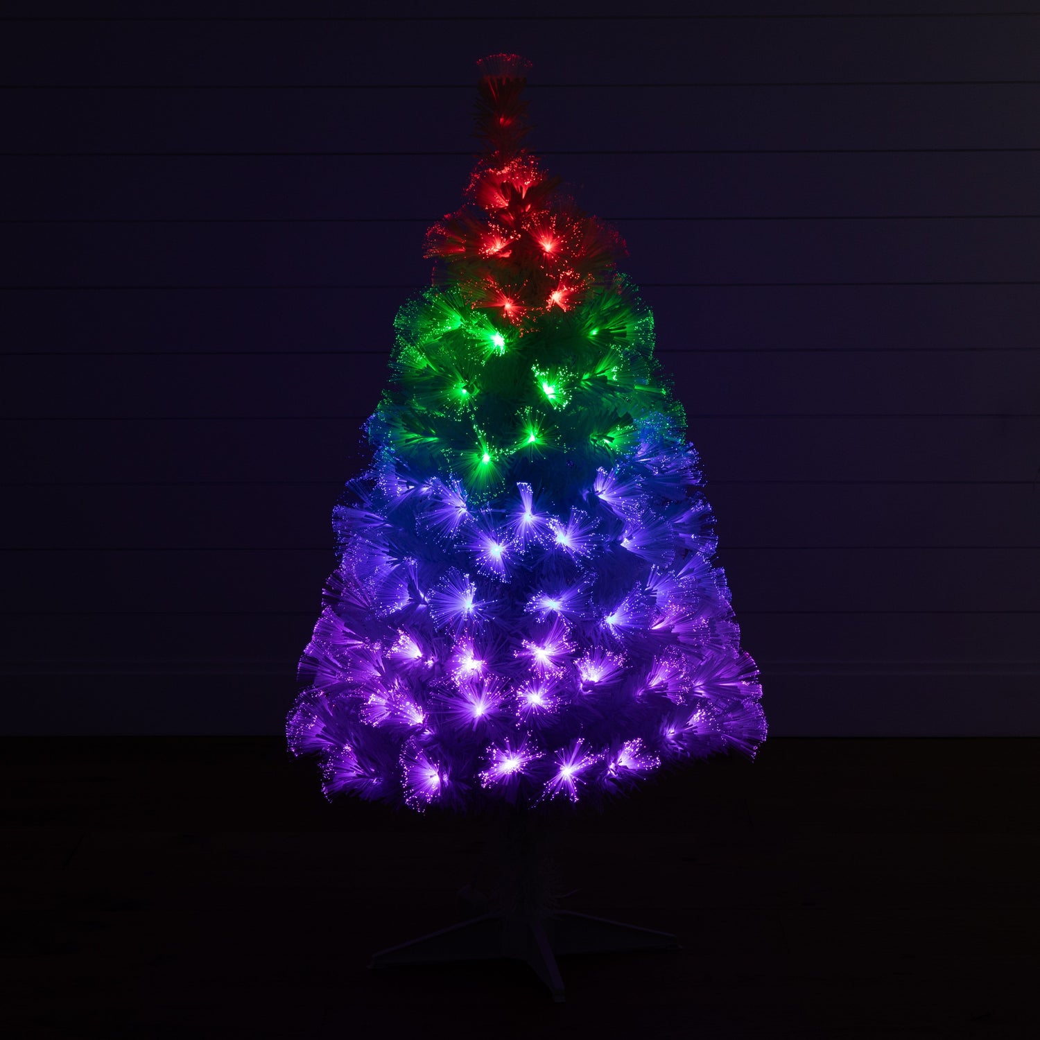 4' White Pre-Lit Fiber Optic Artificial Christmas Tree with 120 Colorful LED and Remote Control Show