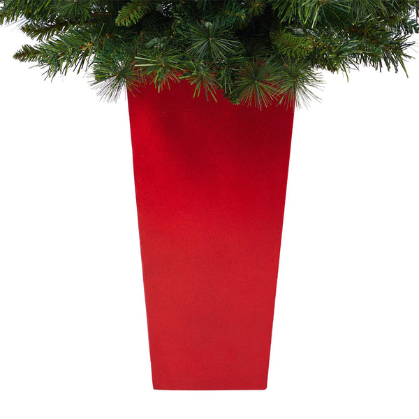 4’ Wyoming Mixed Pine Artificial Christmas Tree with 150 Clear Lights and 270 Bendable Branches in Tower Planter