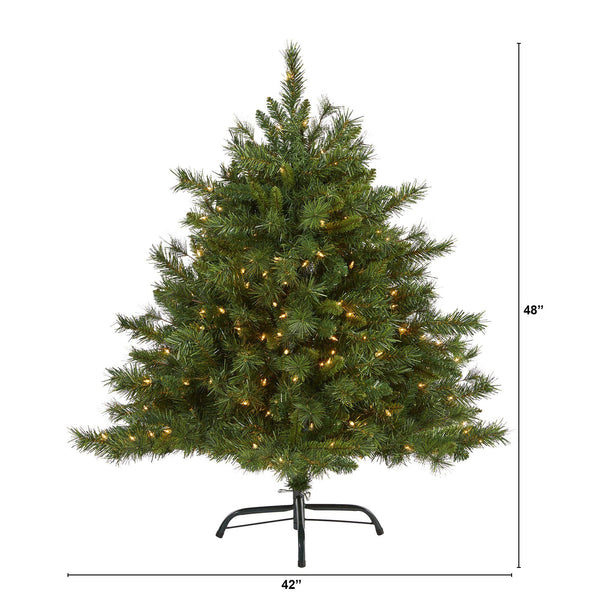 4’ Wyoming Mixed Pine Artificial Christmas Tree with 250 Clear Lights and 462 Bendable Branches