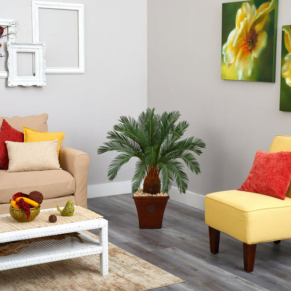 40” Cycas Artificial Tree in Brown Planter