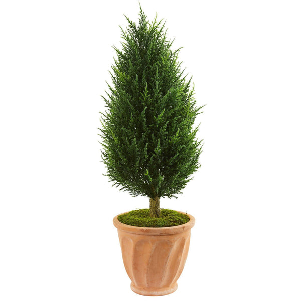 40” Cypress Artificial Tree in Terracotta Planter (Indoor/Outdoor)