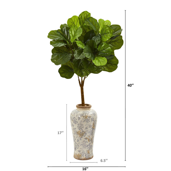 40” Fiddle Leaf Artificial Tree in Designer Vase (Real Touch)