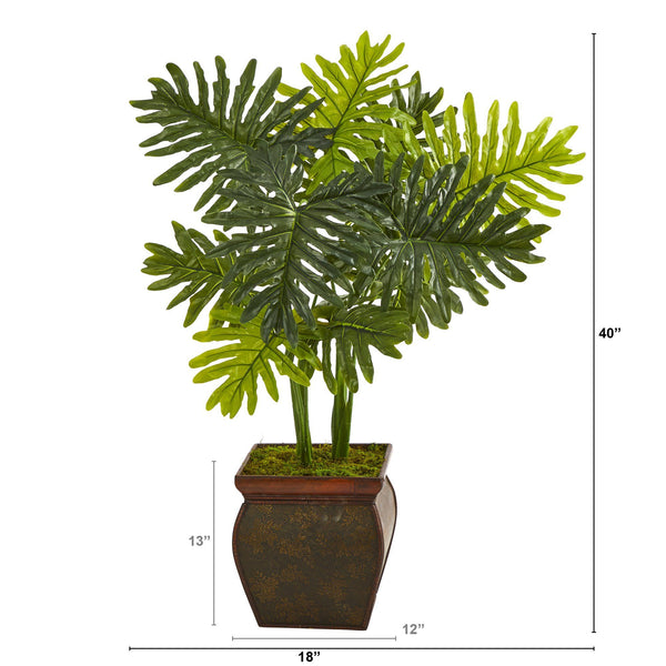 40” Philodendron Artificial Plant in Decorative Planter (Real Touch)