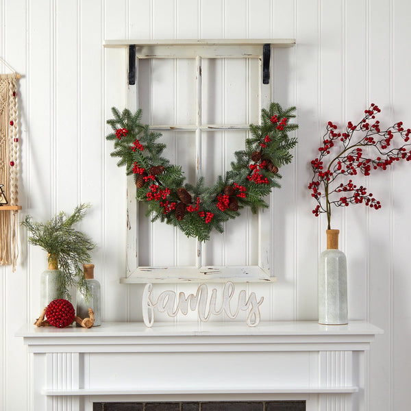 40” Pines, Red Berries and Pinecones Artificial Christmas Garland