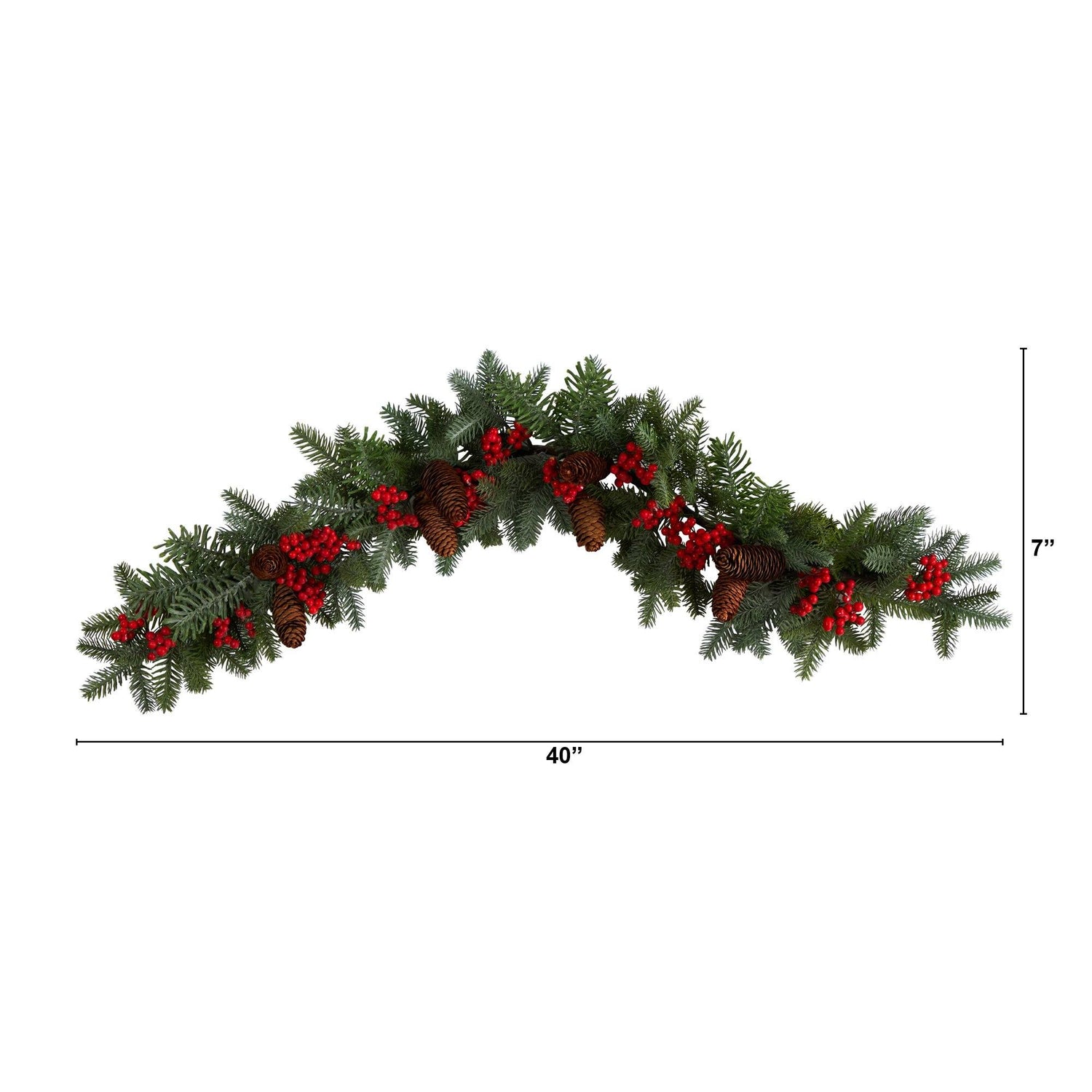 40” Pines, Red Berries and Pinecones Artificial Christmas Garland