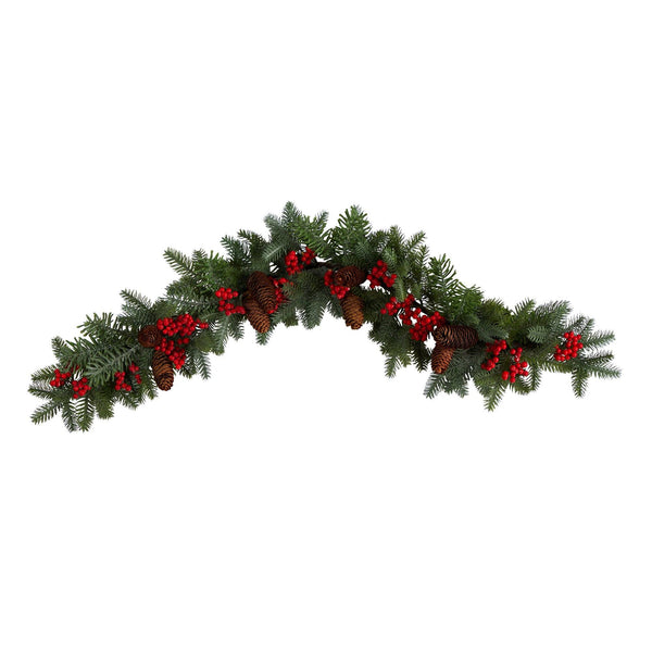 40” Pines, Red Berries and Pinecones Artificial Christmas Garland