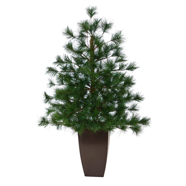 40” Yukon Mixed Pine Artificial Christmas Tree with 213 Bendable Branches in Bronze Metal Planter