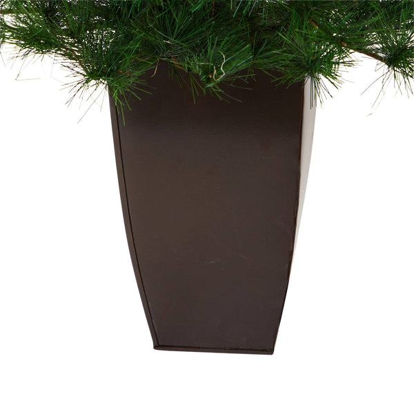 40” Yukon Mixed Pine Artificial Christmas Tree with 213 Bendable Branches in Bronze Metal Planter