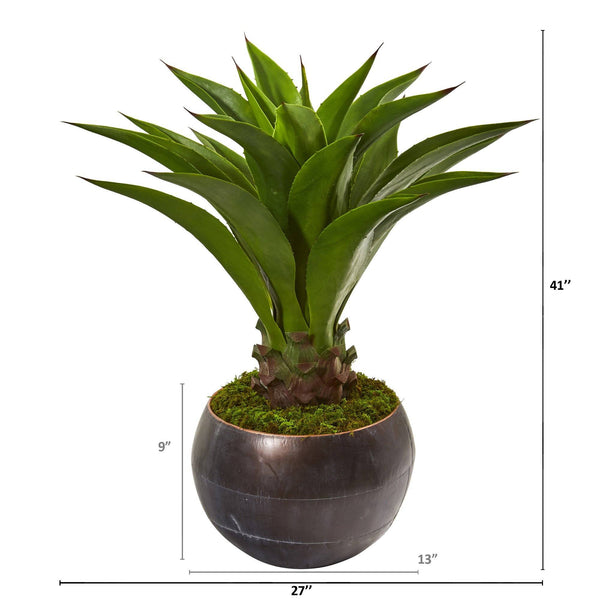 41” Agave Artificial Plant in Decorative Metal Bowl