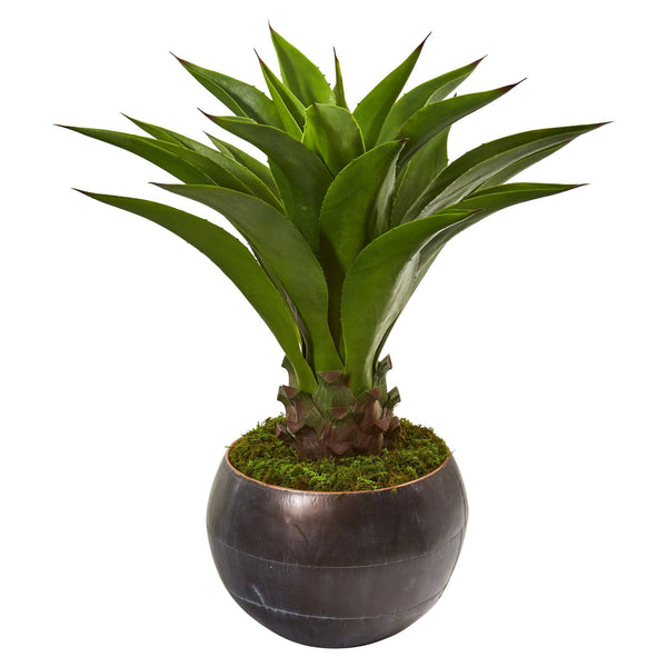 41” Agave Artificial Plant in Decorative Metal Bowl