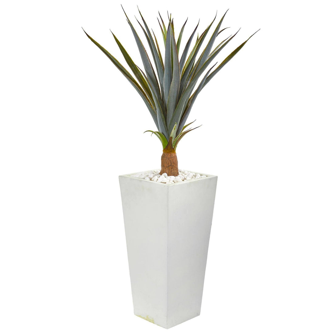 tower succulent 41” Agave Succulent Artificial Plant in White Tower Planter