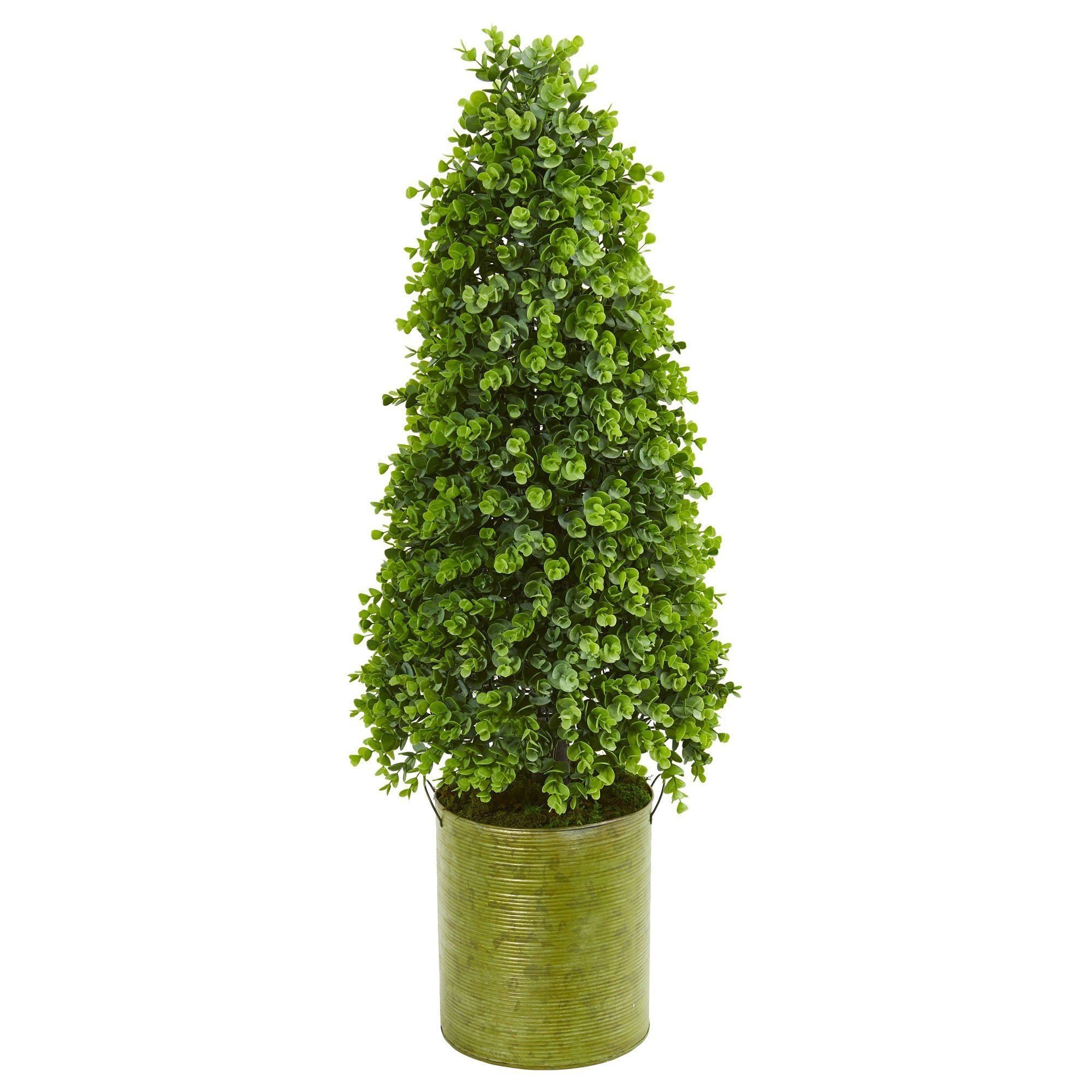 41” Eucalyptus Cone Topiary Artificial Tree in Metal Planter (Indoor ... - Outdoor Eucalyptus Topiary Planters