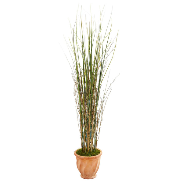 41” Grass and Bamboo Artificial Plant in Terra-cotta  Planter
