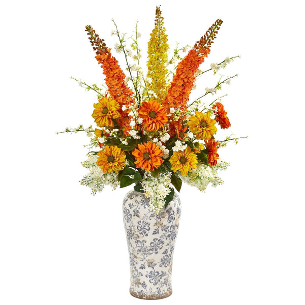 41” Mix Floral Artificial Arrangement in Decorative Urn