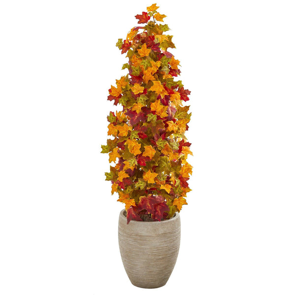 42” Autumn Maple Artificial Tree in Sand Colored Planter