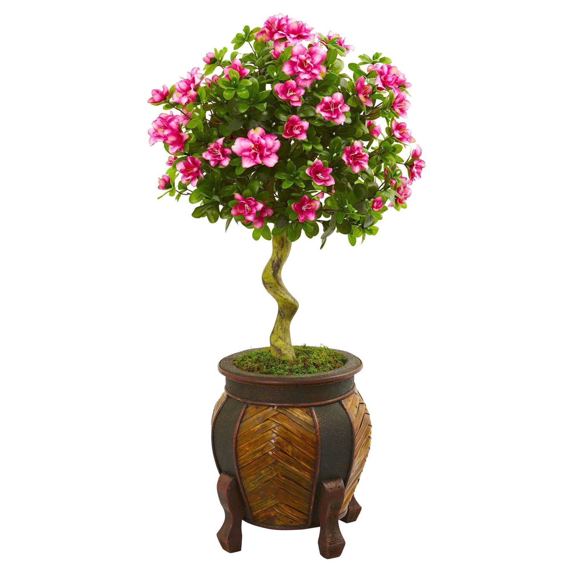 42” Azalea Artificial Topiary Tree in Decorative Planter | Nearly Natural