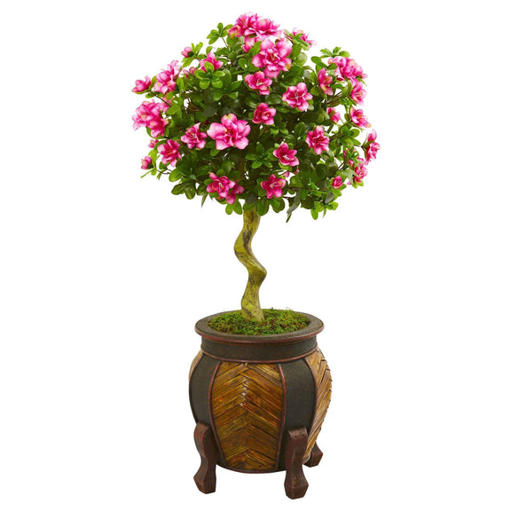 42” Azalea Artificial Topiary Tree in Decorative Planter | Nearly Natural