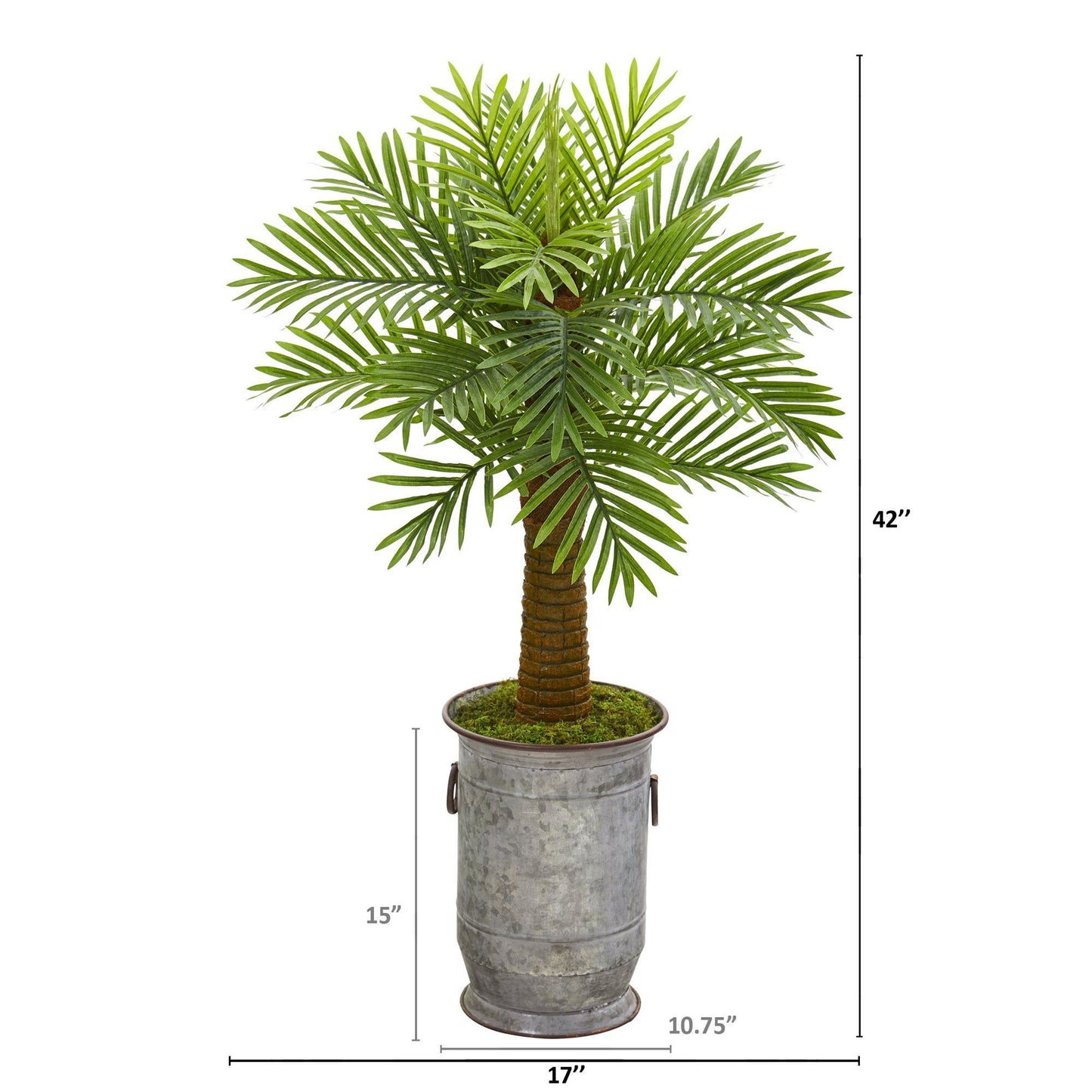 42” Robellini Palm Artificial Tree in Vintage Metal Planter Nearly
