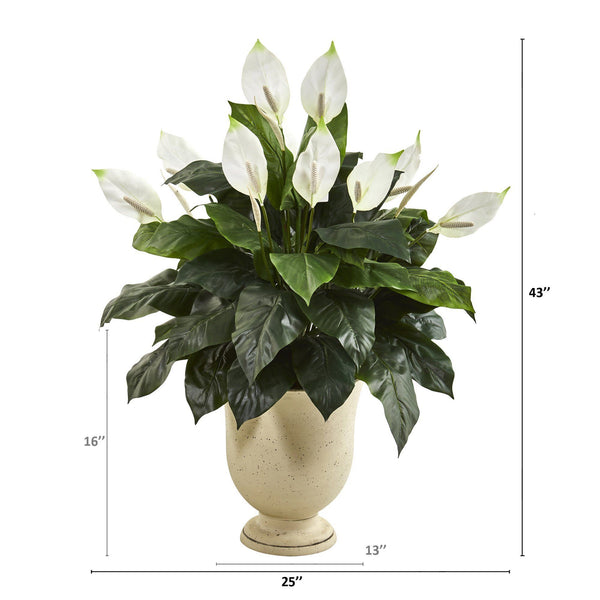 43” Spathifyllum Artificial Plant in White Urn