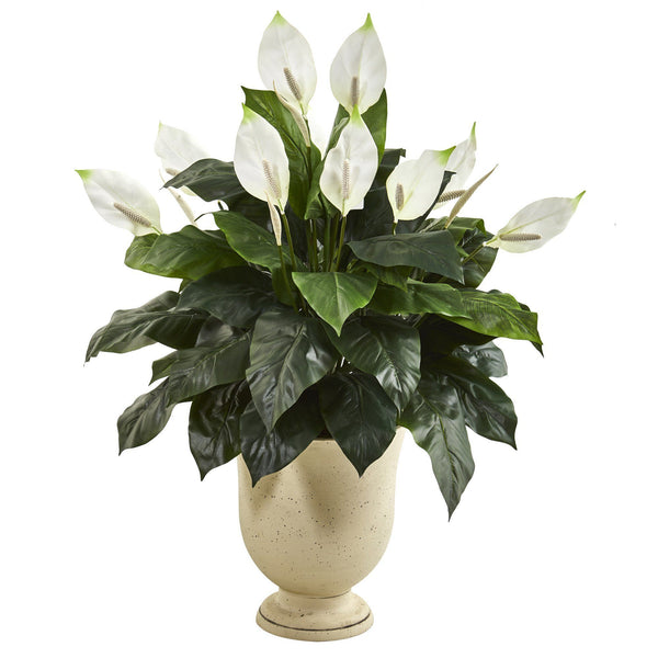 43” Spathifyllum Artificial Plant in White Urn