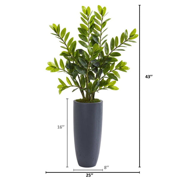 43” Zamioculcas Artificial Plant in Gray Planter